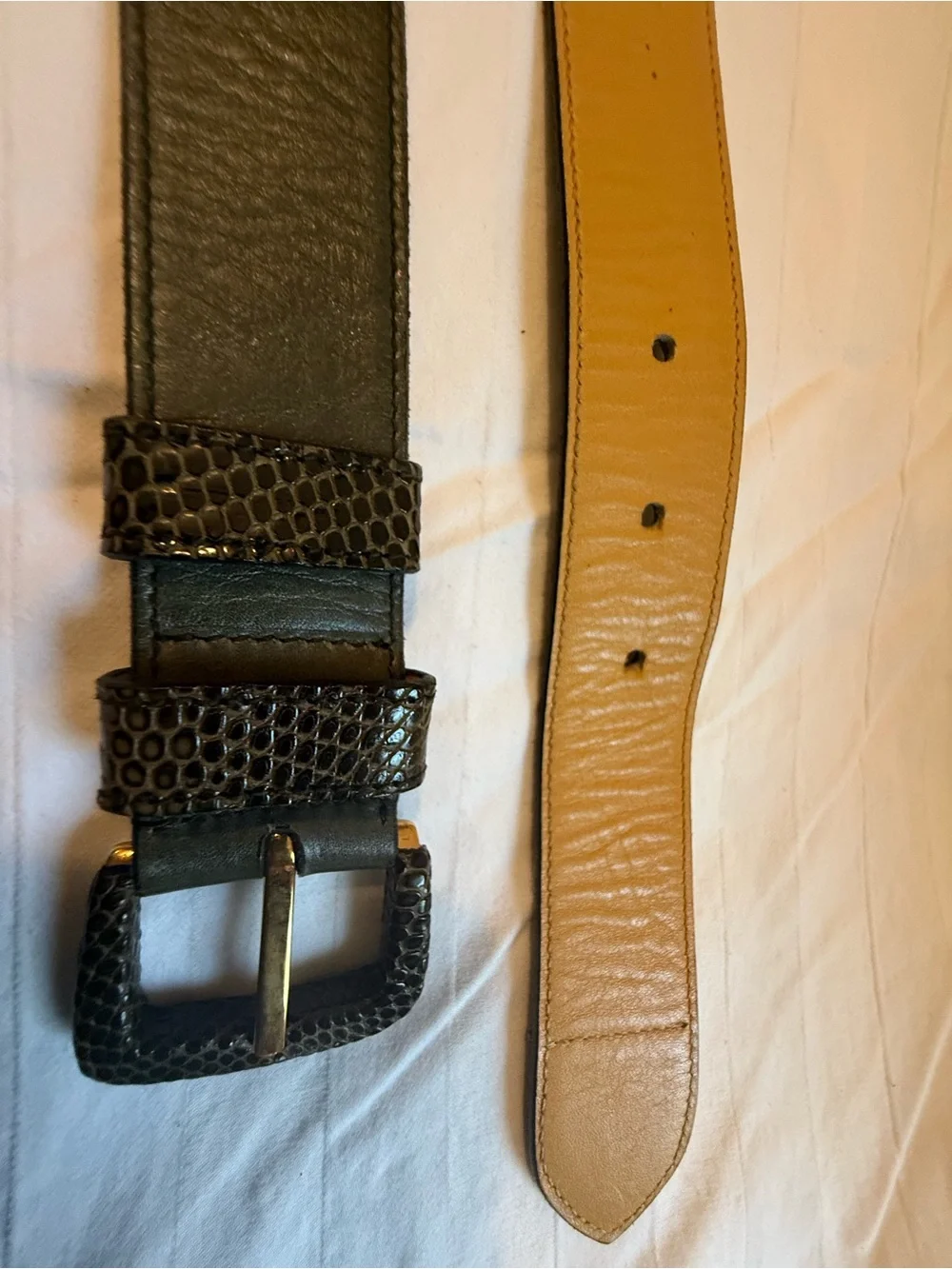 Valentino Garavani Green Leather Belt with Textured Buckle